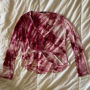 Fashion Nova Long Sleeve Top Pink Tie Die